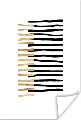 Produktbild von MuchoWow® Poster Linie - Gold - Gestaltung 120x180 cm - Kunstposter