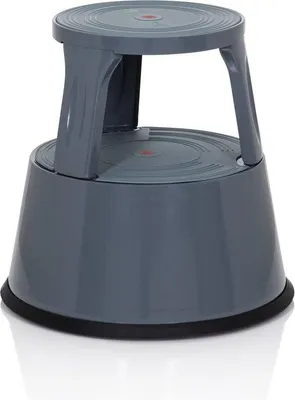 Produktbild von Famanu Hocker mit Metallfuß und Rollen - Höhe 42 cm, belastbar bis 150 kg, grau