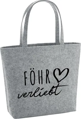 Produktbild von Huuraa Filzshopper Föhr verliebt 22 Liter Grey Melange Filztasche Geschenkidee