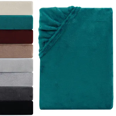 Produktbild von Winter Spannbettlaken Teddy Plüsch 180-200x200 cm Warme Cashmere Touch Spannbetttuch Bettlaken, Petrol
