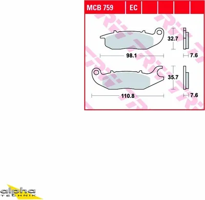 Produktbild von TRW Bremsbelagsatz MCB759 RS2 125  CBR125R JC50