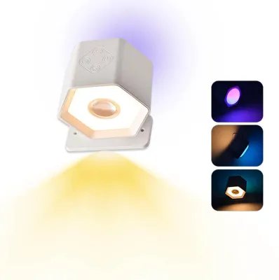 Zdjęcie produktu dla Zestaw 2 sztuk: kinkiet LED z funkcją zmiany kolorów RGB, z pilotem, lampka nocna, lampka stołowa, obrotowy o 360°, uchwyt magnetyczny, 3 temperatury barwowe