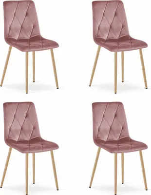 Obrázek produktu pro Židle LIBRA - růžový samet / nohy v barvě dřeva x 4