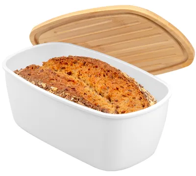 Productafbeelding van Bremermann brooddoos met bamboe deksel, brooddoos | snijplank, broodpot, wit