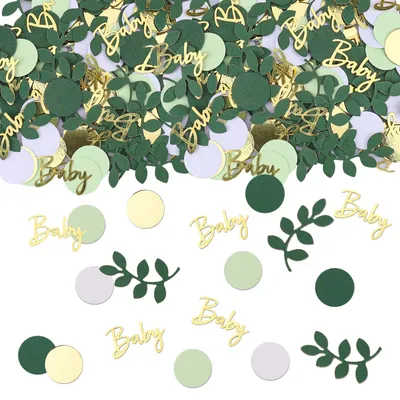 Productafbeelding van Tafelversiering voor Babyparty met 200 Stuks Confetti in Groen en Goud