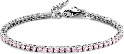 Produktbild von Neu Bling 9NB-1219 Silbernes Tennisarmband mit Zirkoniasteinen 3mm - Rosa - 16.5+3cm - Rhodium - Silber