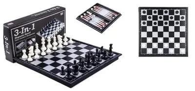 Produktbild von Magnetisches, flexibles 3-in-1-Schachspiel, 31,5 x 31,5 x 2 cm