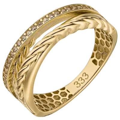 Produktbild von Ring Damenring aus 333 Gold Gelbgold mit 26 Zirkonia Breite 7mm Goldring Innenumfang 50mm  Ø15.9mm