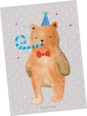 Produktbild von Mr. & Mrs. Panda Grußkarte Bär Geburtstag - Grau Pastell - Geschenk, bildkarte, Teddy, Ansichtskarten, Ansichtskarte, Glückwunsch, Postkarten, Postkarte, Happy Birthday