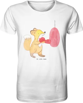 Produktbild von Mr. & Mrs. Panda Herren-T-Shirt Fuchs Boxen Größe L - Weiß - Geschenk, herren shirt, Tshirt, Boxkampf, T-Shirt, Oberteil, Boxtraining