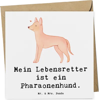 Produktbild von Mr. & Mrs. Panda faltkarte Pharaonenhund Lebensretter - Weiß - Geschenk, doppelkarte, Pharaoh Hound, Grußkarte, anlasskarte, Glückwunschkarte, Kelb Tal-Fenek, Klappkarte