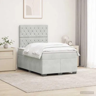 Immagine prodotto di Maison Exclusive - Letto boxspring con materasso grigio chiaro 120 x 190 cm velluto