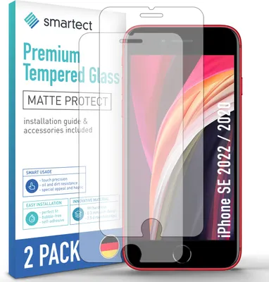 Produktbild von 2x Schutzglas Panzerfolie Matt für iPhone SE 2022 / 2020 Displayschutz Hartglas