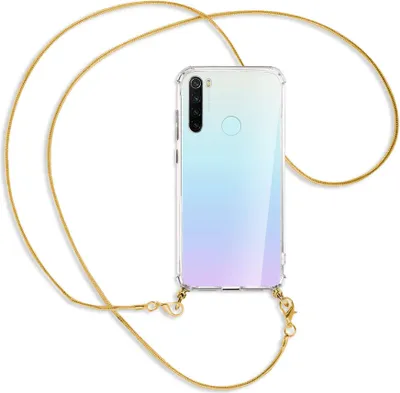 Produktbild von Handykette Backcover-Schutzhülle mit Band (Metall goldfarben) für Xiaomi Redmi Note 8 - goldfarbene Kette Snake