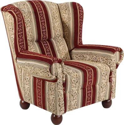 Produktbild von Ohrenbackensessel Kasha Bezug Chenille Buche nussbaum dunkel / rot 22279