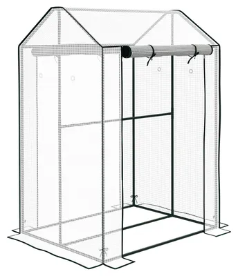 Produktbild von Garten Gewächshaus - Foliengewächshaus - 2 separate Zonen - PE-Abdeckung - Rolltüren - 100x80x150 cm - Für Pflanzen und Gemüse