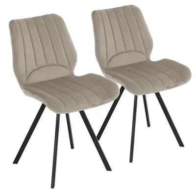 Produktbild von Esszimmerstühle Küchenstuhl Polsterstuhl Design Stuhl mit Rückenlehne, mit Sitzfläche aus Samt, Gestell aus Metall , Menge:2 St.;Farbe:Taupe
