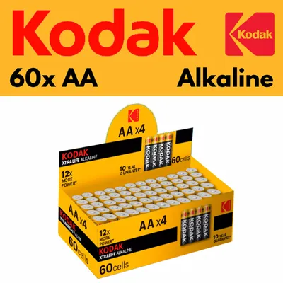 Produktbild von Kodak Alkaline Batterien Vorratspack, 60 Stück AA, Markenqualität, R6, 1,5V