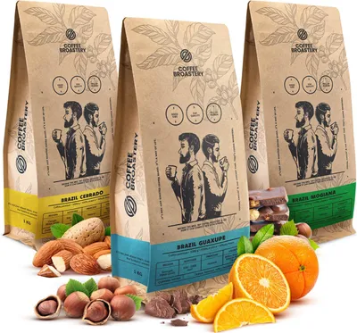 Produktbild von Coffee Broastery - Kaffeebohnen Brazil Guaxupe, Mogiana, Cerrado, 3x1kg - Frisch Geröstet - Spezialitäten Kaffee 100% Arabica - Mittelhelle Röstung