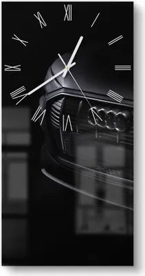 Produktbild von DEQORI Glasuhr 30x60 cm Römisch 'Audi Frontalaufnahme' Wanduhr Glas Uhr Design leise