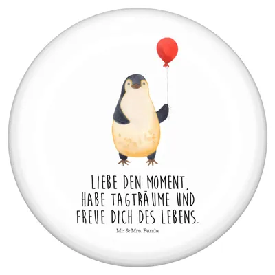 Produktbild von Mr. & Mrs. Panda Pin Pinguin Luftballon - Weiß - Geschenk, Gute Laune, Plakette, Button, Ansteck, Anstecker, Liebe, Badge