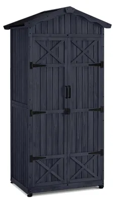 Image de Abri de jardin bois - Armoire à outils - Résistant aux intempéries - 74 x 143 x 200 cm - Naturel