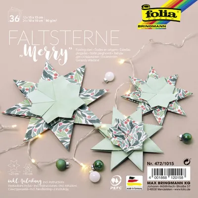 Produktbild von folia Faltsterne-Set "Merry" (Meißner-Technik)