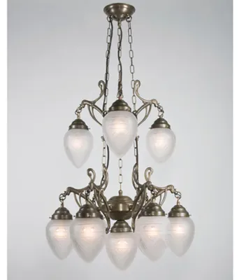 Produktbild von Hängelampe Echt-Messing Glas E27 H: max. 125 cm in Berliner Messing Weiß matt Jugendstil