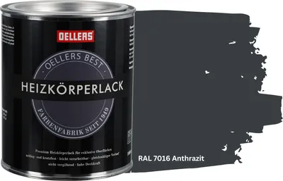 Produktbild von OELLERS Premium Heizkörperlack 1L – RAL 7016 Anthrazitgrau | Heizkörperfarbe & Heizungsfarbe | Hochdeckender Heizungslack | Hitzebeständig & langlebig