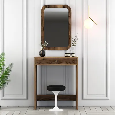 Produktbild von Skye Decor, Lizbon Mirror - Walnut, Schminktisch, Nussbaum, 100 % MELAMINBESCHICHTETE SPANPLATTEN, 70 x 84,7 x 40 cm
