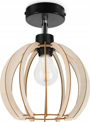 Produktbild von Moderne Led-Deckenleuchte Mit Holzkugeln