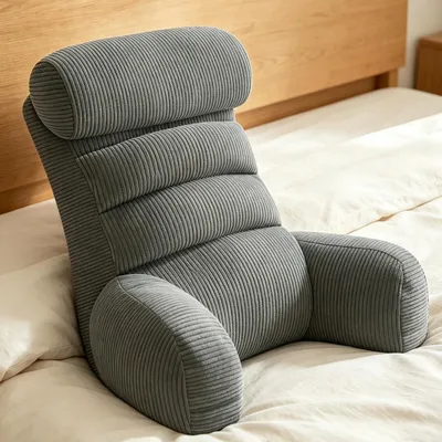 Immagine prodotto di Cuscino da lettura con schienale e braccioli per adulti (grigio scuro)