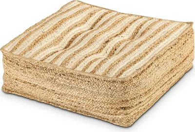 Produktbild von Bodenkissen Jute 50x50cm Sitzkissen quadratisch Loungekissen natur Fußkissen