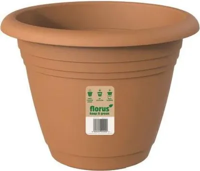 Produktbild von Blumentopf aus 100% recyceltem Kunststoff, Terrakotta, 40 cm Durchmesser, Mediterran