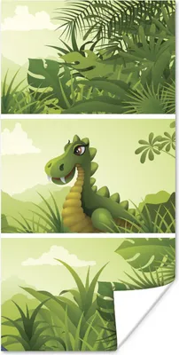 Produktbild von Poster - Dino - Wald - Zeichnung - 20x40 cm