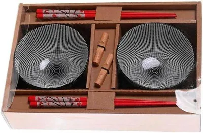 Immagine prodotto di Ciotole in Vetroceramica per sushi con bacchette di bambù per 2 persone