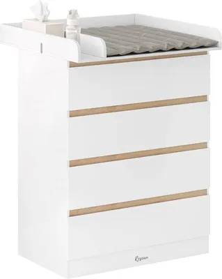 Produktbild von Famanu Wickeltisch – Kommode – Wickelstation Baby – Aufbewahrungslösungen – 109x80x75 cm – Weiß