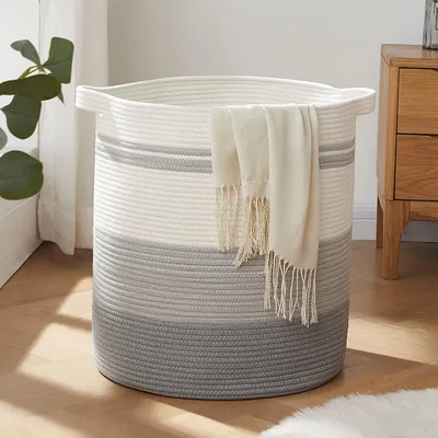 Immagine prodotto di OIAHOMY Cesto per la biancheria, 50x45x45 cm, cesto portaoggetti in cotone e corda, contenitore per la biancheria