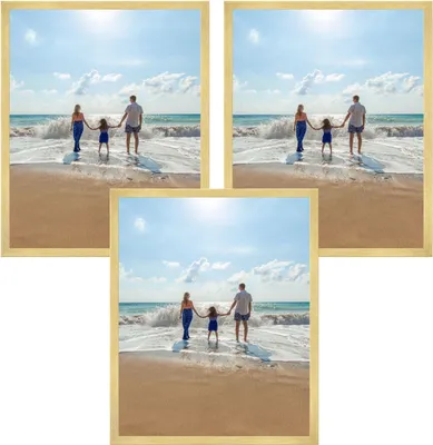 Produktbild von 3x 40x50 cm Bilderrahmen Fotorahmen Kunststoff Gold, Plexiglas