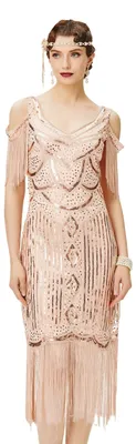 Immagine prodotto di BABEYOND Abito flapper anni '20 da donna, abito lungo vintage con frange, stile "Roaring Twenties"