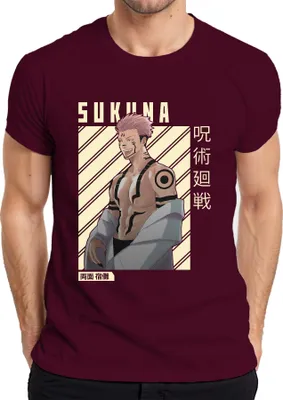 Obrázok produktu pre Sukuna Jujutsu Kaisen Ryomen Sukuna Anime Manga Otaku Geschenk Herren T-Shirt, Burgundy, M