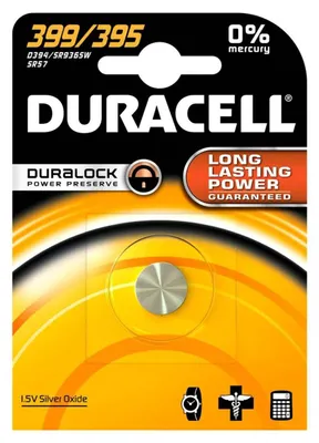 Imagen del producto de Duracell, pila de botón de plata, modelo 399/395 SR927, 1,5 V (blíster individual)