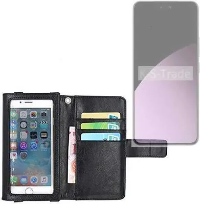 Produktbild von K-S-Trade Handy Hülle Schutz Hülle Kompatibel mit Xiaomi 14 Civi Case mit Displayschutz / Schutzfolie Flip Cover Wallet case Etui Hülle schwarz
