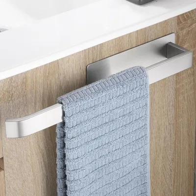 Immagine prodotto di Portasciugamani - Barra per asciugamani - Organizzazione del bagno - Senza foratura - 38 cm - Argento