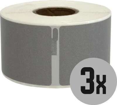 Produktbild von DULA Etiketten - Kompatibel mit Dymo 99012 / S0722400 Etiketten - Silber - Adressetiketten - 3 Rollen - 36 x 89 mm - 260 Etiketten pro Rolle