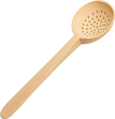 Zdjęcie produktu dla Cedzak łyżka drewniana bukowa 43 cm – warzecha perforowana