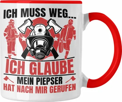 Produktbild von Trendation - Feuerwehr Spruch Geschenk Tasse Feuerwehrmann Geschenkidee Lustig Männer (Rot)