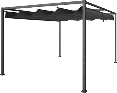 Produktbild von Pergolaca.3x2mGartenPavillonTerrassendachungMetallFreistehenderGartenpavillonmitVerstellbaresDach,UVSchutz,SonnenschutzfürTerrasseundGarten,Schwarz+Grau