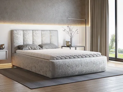 Produktbild von Furmeb24 - STEEL - 140 x 200 cm - Polsterbett aus Holzrahmen , Doppelbett mit Kopsttze - Inclusive Matraze - (AMV4335)