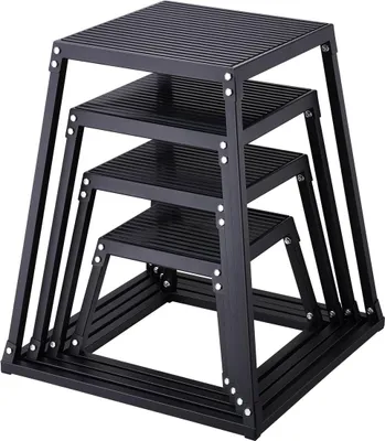 Obrázek produktu pro Plyometrické skokanské bedny, 12/18/24/30 palců Plyo Box, platforma a skokanská agilní bedna, protiskluzová fitness cvičební bedna Step Up Box Set pro domácí posilovnu, kondiční silový trénink, černá